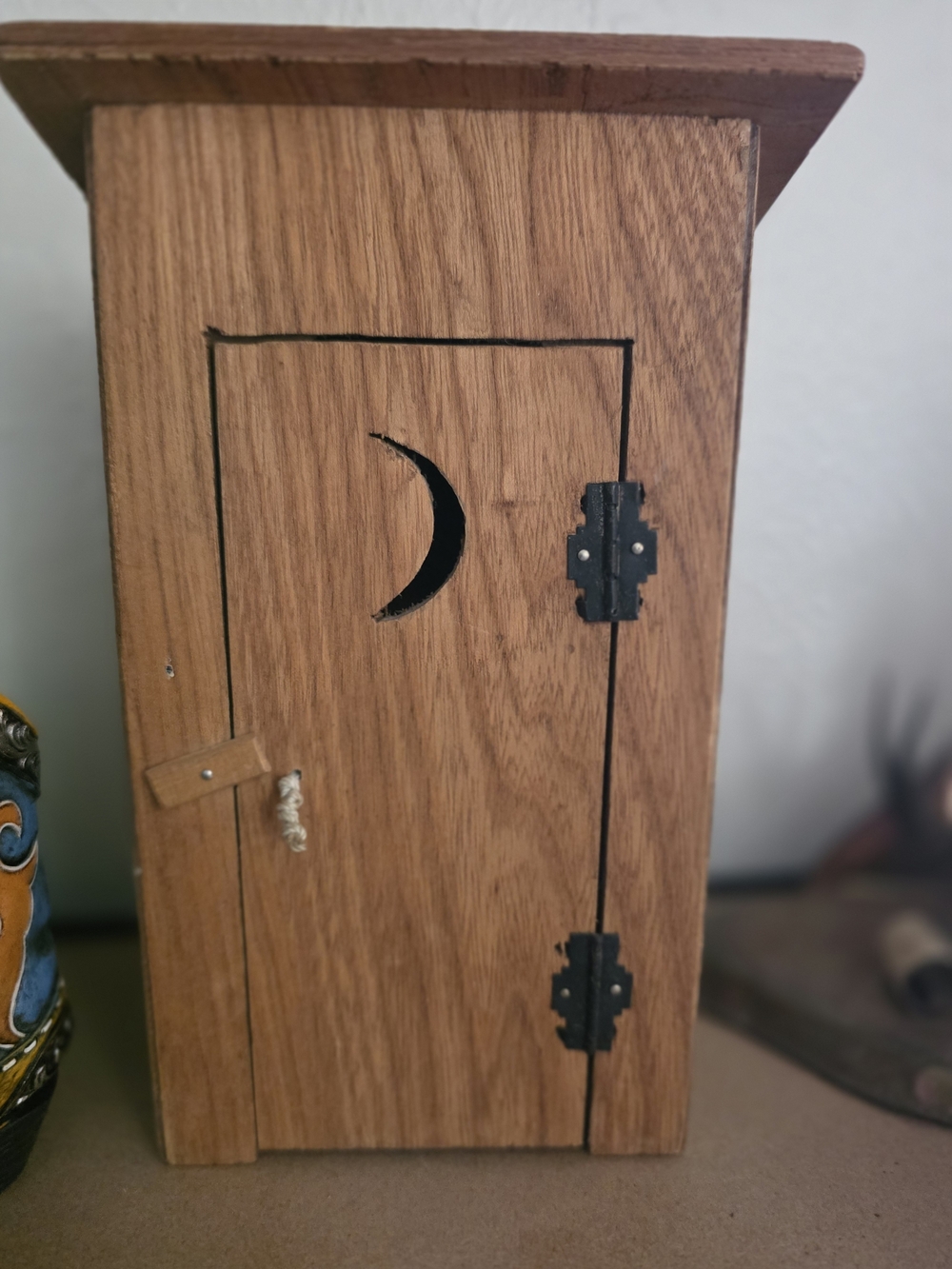 Handcrafted Wood Moon Door Wall Decor - Natural Brown